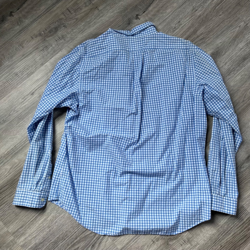 Ralph Lauren Polo Blue White Check Gingham buttons down Classic Fit Shirt XL - Picture 7 of 8